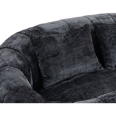 Sofa-Hocker 150x95 cm aus schwarzer Chenille, Lounge-Sessel gepolstert mit Memoryschaum, montagefertig (1/4)