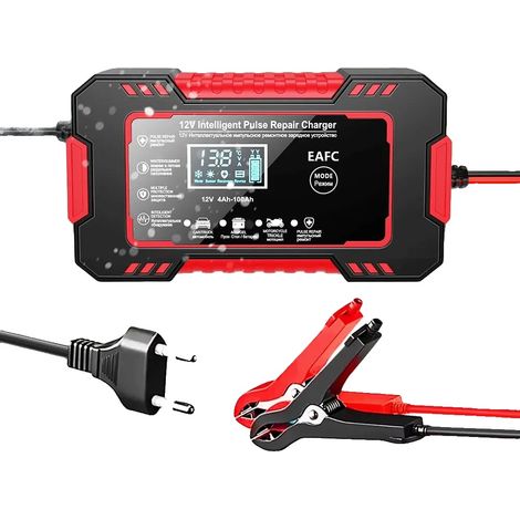 Cargador de batería, carga inteligente, pantalla LCD, rojo (1/2)