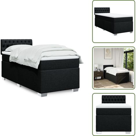 The Living Store Boxspringbett mit Matratze Schwarz 90x190 cm Stoff - Boxspringbett - Doppelbett - Schlafsystem - Bettsofa - Bettgestell (1/5)