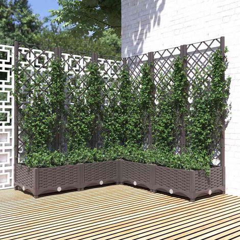 Jardinière avec treillis Marron 120x120x121,5 cm PP (1/5)