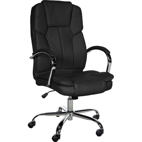 Sedia da ufficio con rotelle seduta XXL altezza regolabile braccioli in similpelle nera struttura in metallo 100006910