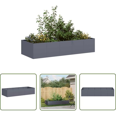 vidaXL Jardinière anthracite 200x80x40 cm acier (1/5)