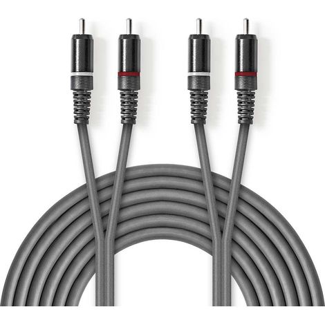 NEDIS Câble Audio Stéréo 2x RCA Mâles - 2x RCA Mâles 5,0 m Gris (1/3)
