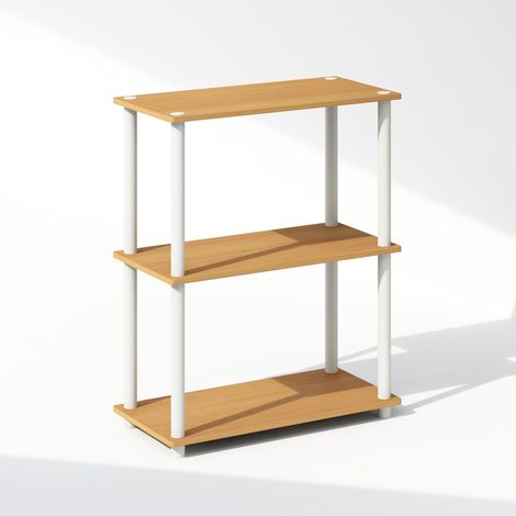 Étagère, Bibliothèque À 3 Niveaux avec Présentoir Compact Multifonctionnel, 29,5 x 60 x 75 cm, Idéale pour Le Salon, La Chambre Ou Le Bureau, Hêtre. (1/5)