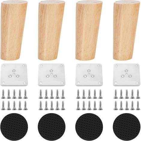 Pieds de support pour meubles en bois massif, type universel, durable, compatible avec la décoration intérieure, robustes et durables, base de meuble remplaçable, conception inclinée de 10 cm. (1/5)