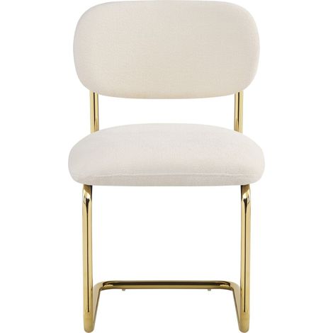 Lot de 4 chaises salle à manger tissu beige, pied doré - ARC (1/5)