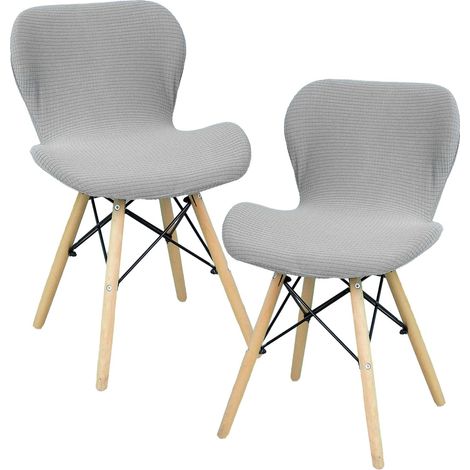 CCYKXASet of 2 elastic covers for bar stools, chair covers for stools with backrest for bar, living room, kitchen, outdoor use (light grey) (1/5)
