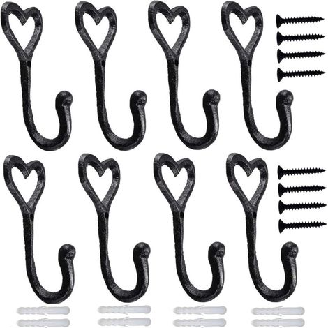 Dekorativer Wandhaken, Kleiderhaken, Handtuchhaken, 8-teiliger Taschenhaken, Schlüsselhalter, Vintage-Kleiderhaken aus Gusseisen, Love H-Ständer