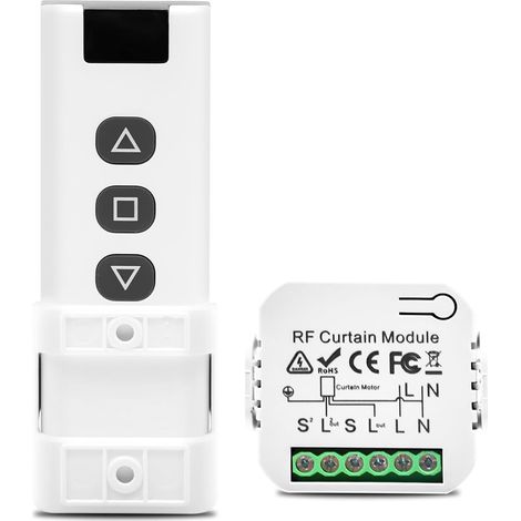 Kit de commande sans fil pour volets roulants, stores et auvents, avec télécommande RF et module récepteur, portée sans fil jusqu'à 100 m (1/5)