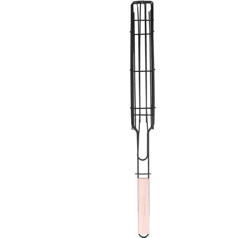 Panier Gril Barbecue Acier Inoxydable Poignée Bois Verrouillage Sécurisé Pour Viande Légumes Poisson Extérieur 1 Pièce (1/5)