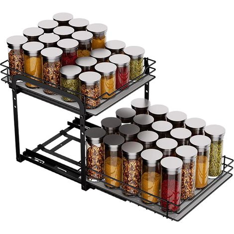 Étagère à Épices, Organisateur de Placard, 2 Niveaux Porte epice pour Rangement Cuisine 26.5x17x23cm (1/4)