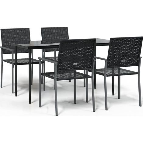 Maison Exclusive - Set da Pranzo da Giardino 5 pz in Polyrattan e Acciaio (1/5)