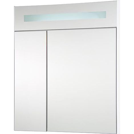 Armoire à glace + eclairage en visiere blanc brillant - 2 portes 700x750x188 mm (1/3)