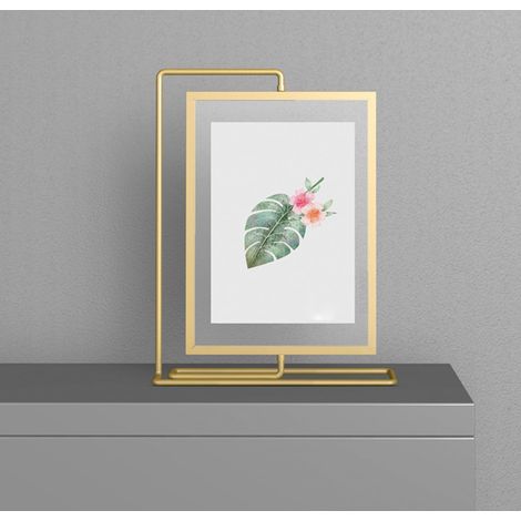 BEBUSINGOTO Bilderrahmen, goldener Fotorahmen, Tischdisplay für 5x7, 4x6, 6x8 Fotos, drehbarer Metall-Fotorahmen mit klarem Plexiglas für vertikale Anzeige (vertikales Grün) (1/5)