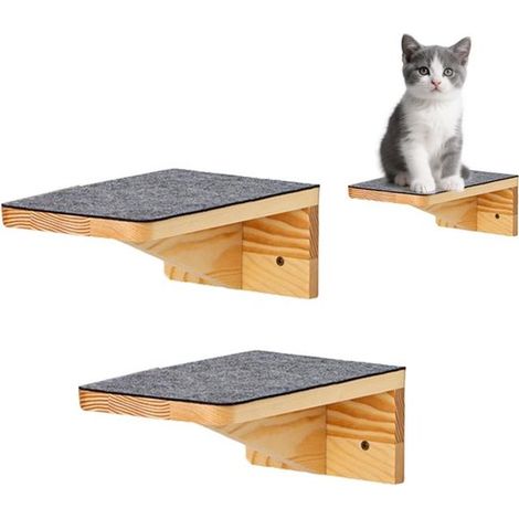 KZQ Katzenkletterwand Kletterwand für Katzen Katzentreppe Wandregal für Katzen Schwebendes Kletterbett aus Holz Wandsitze für Katzen 2-teiliges (1/5)