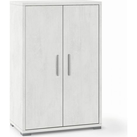 Mueble salón multiusos aparador diseño moderno 2 puertas 3 compartimentos Lesly - Blanco