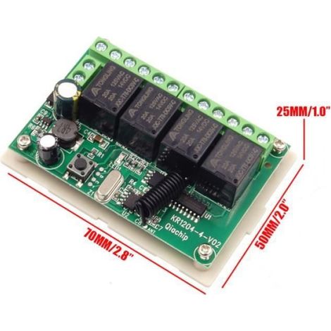 Couleur 1 récepteur Module de relais récepteur EV1527, 433.92Mhz, 6V, 12V, 24V, 10a, 4CH, commutateur de télécommande sans fil, po (1/4)