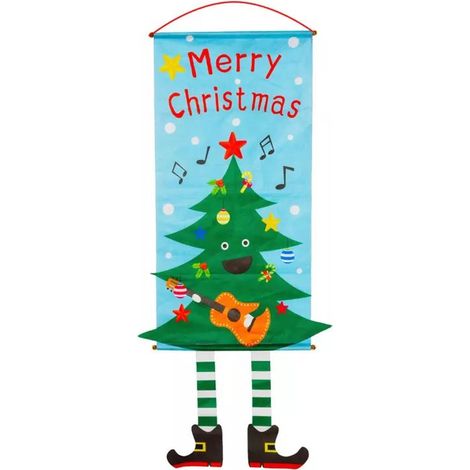 Bandeau Porte Noël - Décor Porte Extérieur Intérieur - Tissu Polyester 85 x 40 cm - Idéal Pour Balcon Porche Mur - 1 Pièce (1/5)