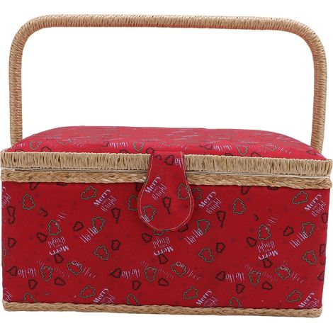 Panier à Couture Grande Capacité Lettre Motif Fournitures Boîte de Rangement pour Les Amateurs d'artisanat avec Plateau Amovible Coussin d'aiguille Interne Sac intérieur (1/5)