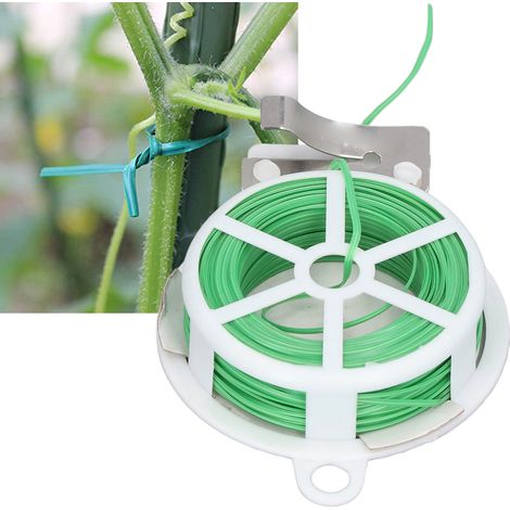 Attache Câble Jardin 20m avec Coupeur pour Serre et Légumes - Rouleau Plastique Acier