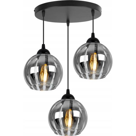 ELEGANTE LAMPADA A SOSPENSIONE CROMATA, PARALUME A SFERA DI VETRO (1/5)