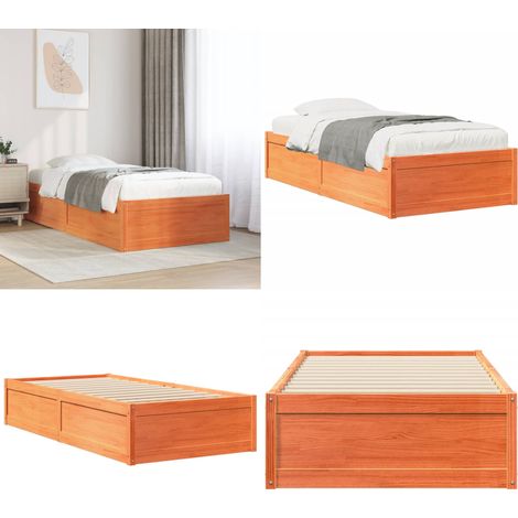 Massivholzbett ohne Matratze Wachsbraun 90x200 Kiefernholz - Massivholzbette - Holzbetten - Kiefernbett - Modernes Bett - Doppelbett - Home & Living (1/5)