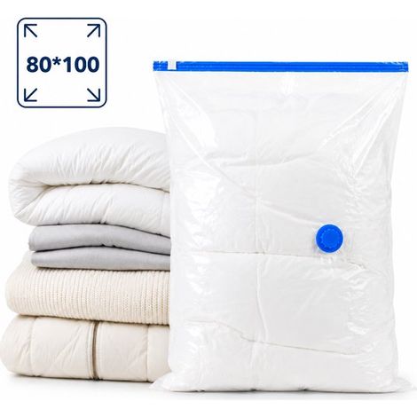 Sac sous vide – 80x100 cm – Transparent – 1 pièce – Vêtements, couvertures, literie – Gain de place (1/5)
