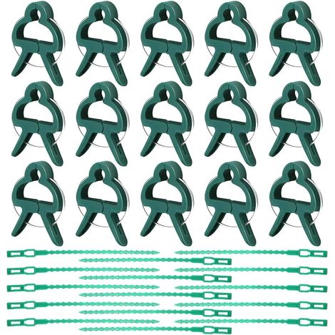 15 Pièces Clips Attacher Clips Vert Pinces Roses Cages D escalade Tomates Pinces Bâche 15 pièces Attache Réglable Serre Câble (1/5)