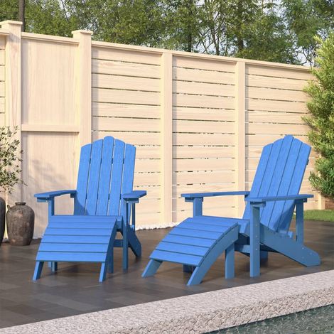 Chaises/Fauteuils de jardin Adirondack 2 pcs avec repose-pieds PEHD Bleu -TF65454 (1/5)