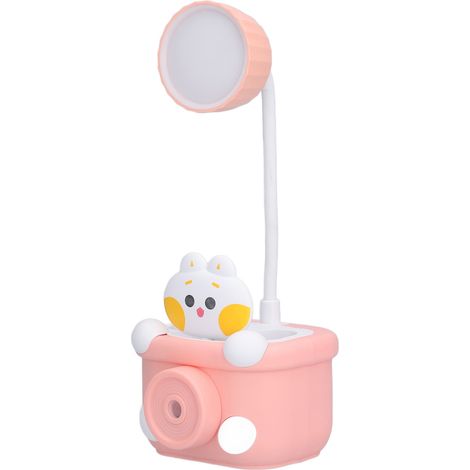 Lampe de bureau LED, source de lumière LED, pratique, avec motif mignon, chargeur USB et porte-stylo, idéale comme cadeau de décoration. (1/5)