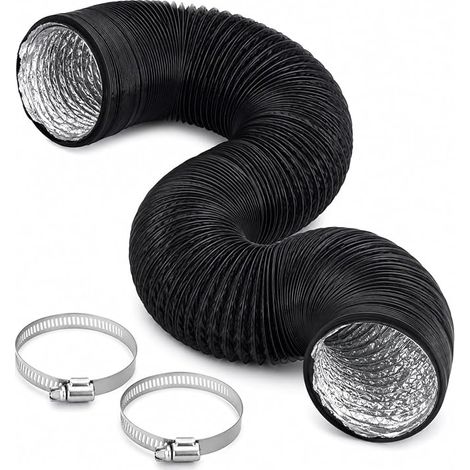 Tuyau d'échappement flexible en PVC de 100 mm, 2,5 m, avec 2 colliers de serrage en acier inoxydable, pour climatisation mobile, sèche-linge, ventilateur, hotte aspirante, système de (1/5)