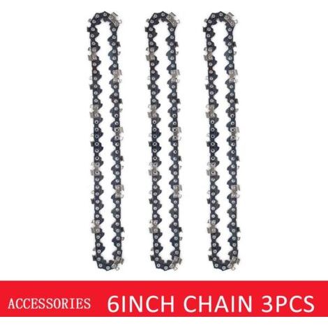 Ensemble de chaînes de 3 pièces de 6 pouces pour mini scie électrique, accessoires de scie à chaîne durables (1/5)