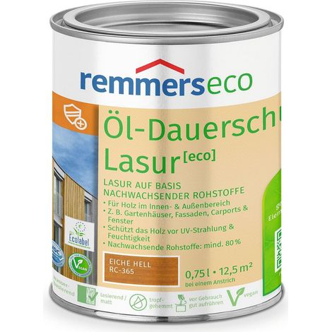 Remmers Öl-Dauerschutz-Lasur [eco] eiche hell, 0,75 Liter, Öko Holzlasur für innen und außen, ökologisch, nachhaltig, vegan, bienenverträglich (1/5)