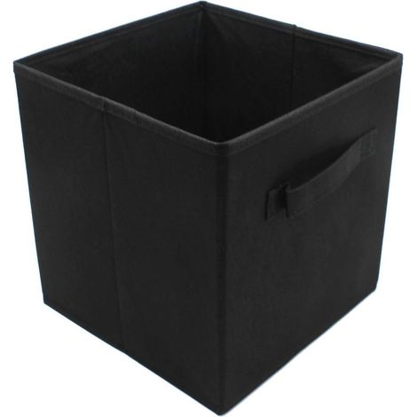 Faltbare Aufbewahrungsbox aus schwarzem Stoff, 27 cm B x 27 cm L x 28 cm H, ohne Deckel, Schubladentyp, 1 Stück (1/5)