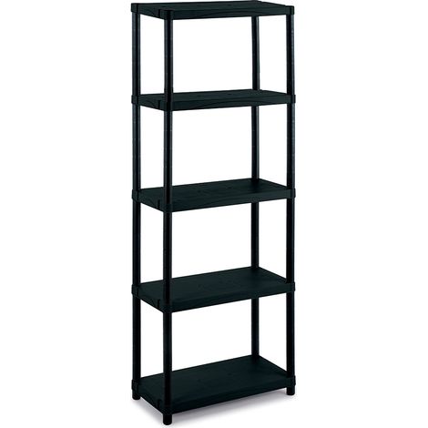 EDM – Etagère 5 niveaux 60x30x165 cm – Résine noire – Charge 30 kg par étagère – Pour rangement intérieur et extérieur (1/2)