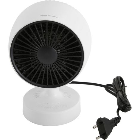 Ventilateur chauffant portable 2 en 1 froid/chaud, angle réglable, mini radiateur pour bureau ou maison, 100-240V, blanc, prise EU. (1/5)