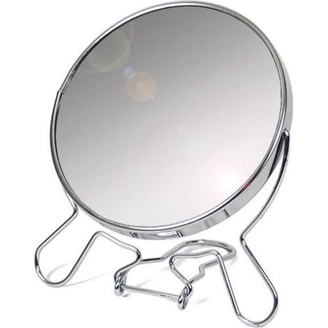 Miroir de poche 13 cm - Verre / acier - Argent - Miroir de sac / maquillage