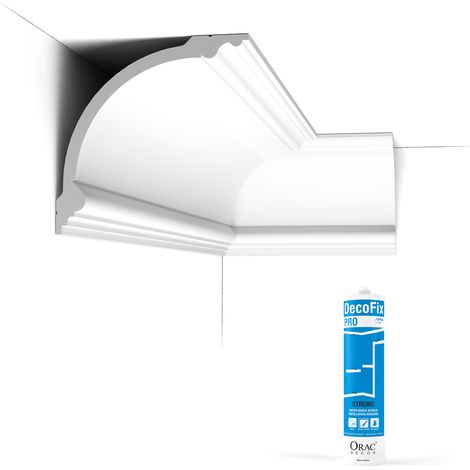 Pack 10 mètres Corniches Plafond C338 avec colle - Orac x Cimaises-et-plus - 18 x18 x 200cm (h x p x L) - moulure décorative polyuréthane