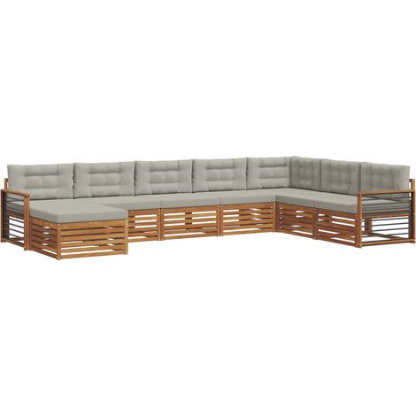 Outdoor Sofa Set with Cushion 8 pcs Natural and Light Grey vidaXL (1/5)