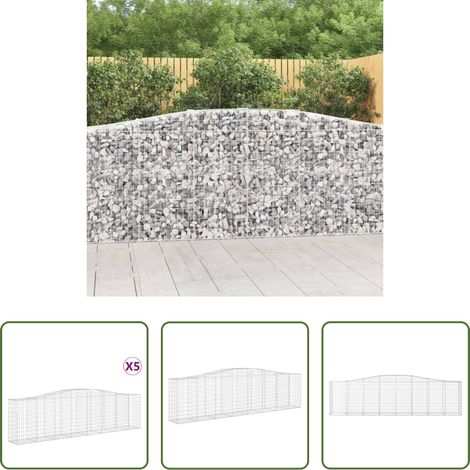 Schalldämmung - Gabionen mit Hochbogen 5 Stk. 400x50x100/120cm Verzinktes Eisen (1/5)