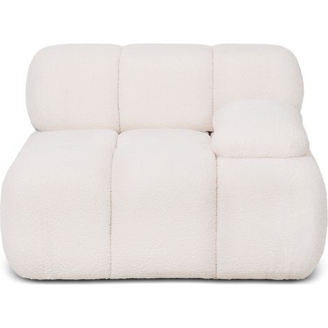 Canapé Modulaire Angle Gauche - Revêtu De Tissu Bouclé Blanc - Bianca Blanc (1/4)