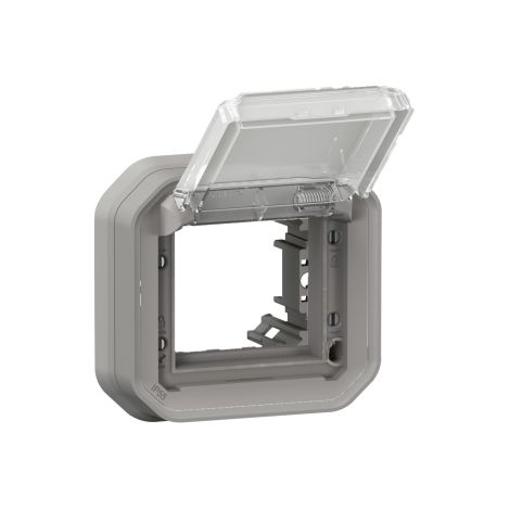 Legrand - Plexo L - Adaptateur Mosaic + Support 1 poste - Encastru00e9 - Gris - Ref. : 069580L + 069681L (1/3)