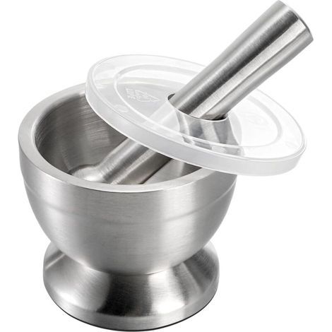 Bekith Mortier et Pilon en Acier Inoxydable brossé 18/8 Broyeur à épices Broyeur à pilules Molcajete Bol à Herbes (1/4)