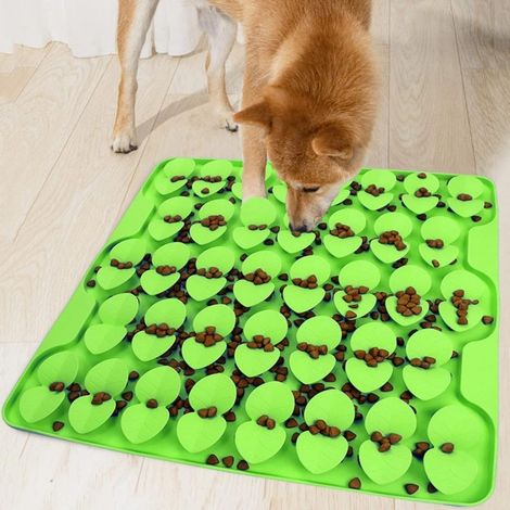 Alfombrilla de silicona para buscar comida, ralentiza la ingesta de alimentos y estimula el sentido del olfato (verde). (1/5)