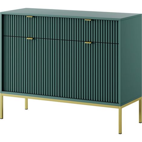 Cassettiera: 2 cassetti, 2 ante, labrador, oro, 104 x 83 x 39 cm, maniglie dorate (1/5)