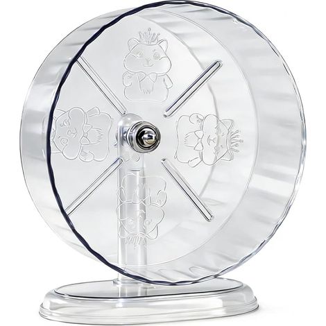 Ruota per criceti Super 24 cm, ruota da corsa trasparente e silenziosa con supporto regolabile per criceti nani, topi, gerbilli e piccoli animali domestici, giocattolo per esercizi per animali domesti (1/5)