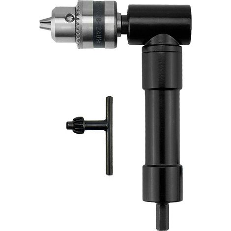 Adattatore per trapano ad angolo retto a 90 gradi con chiave per spazi ristretti, bloccaggio di precisione a tre griffe, coppia massima 25 Nm, 1500 giri/min.