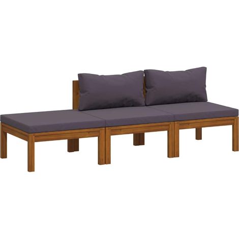 Set Divani da Giardino 3 pz Salotto da Giardino con Cuscini in Massello di Acacia (1/5)