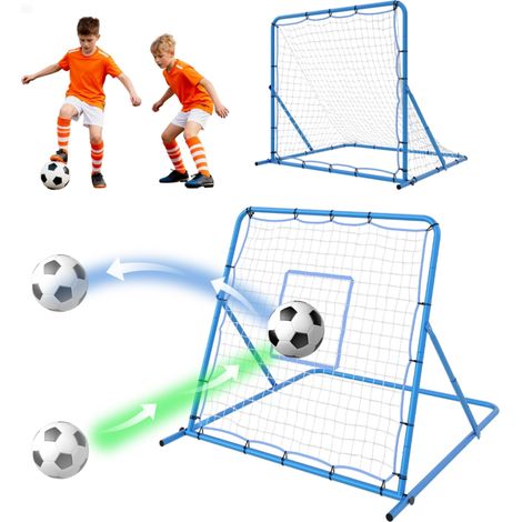 But de football 2-en-1 portable – Filet de rebond réglable – Pour entréeînement passes et contrôle – enfants et adultes – Bleu, 7x5 pieds (1/5)
