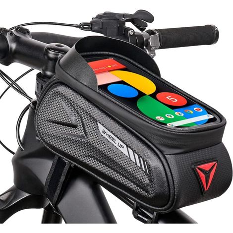 Sac de cadre de vélo Étui de vélo étanche pour téléphone portable Sac de guidon Sac de tube supérieur avec écran tactile Fenêtre pare-soleil Support de téléphone portable réfléchissant pour smartphone (1/4)